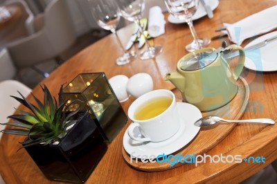 Dining Table In Restaurant Stock Photo