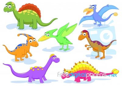 Dinosaur Cartoon Set Stock Image