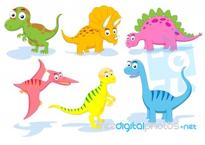 Dinosaur Cartoon Set Stock Image