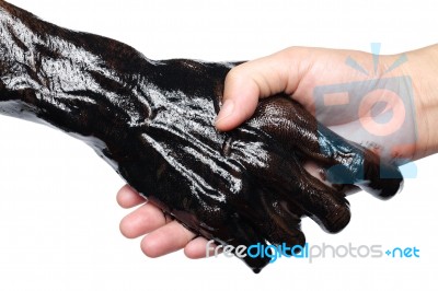 Dirty Hand Shaking With Beautiful Hand Stock Photo