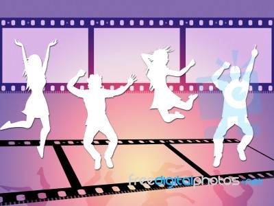 Disco Dancing Shows Camera Film And Celluloid Stock Image