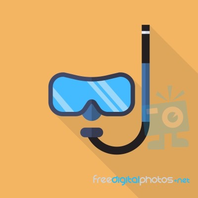 Diving Mask With Snorkel Flat Icon Stock Image