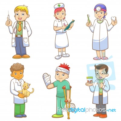 Doctor And Medical Person Cartoon Set Stock Image
