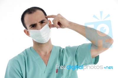 Doctor Posing With Face Mask Stock Photo