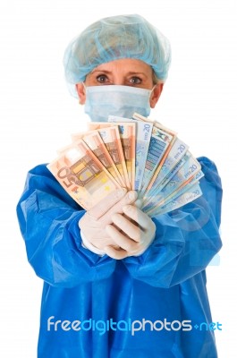 Doctor Showing Money Stock Photo