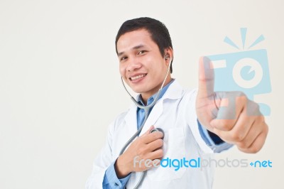 Doctor Showing Thumbs Up  Stock Photo