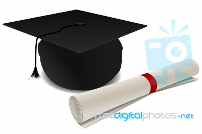 Doctorate Hat With Degree Stock Image
