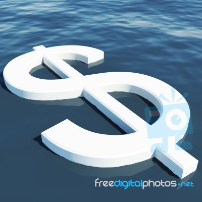 Dollar Floating On Sea Stock Image