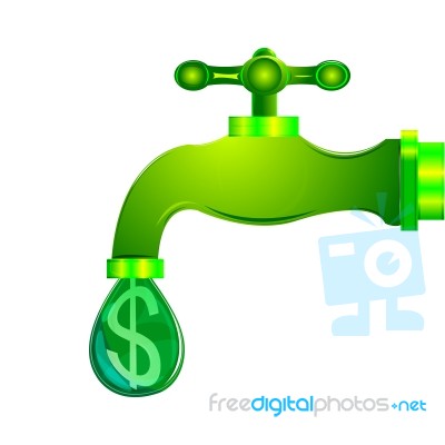 Dollar From Tap Stock Image