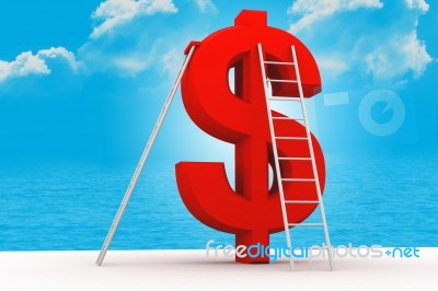 Dollar Sign And Ladder Stock Image