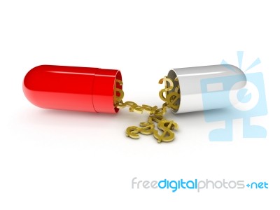Dollar Sign From Capsule Stock Image