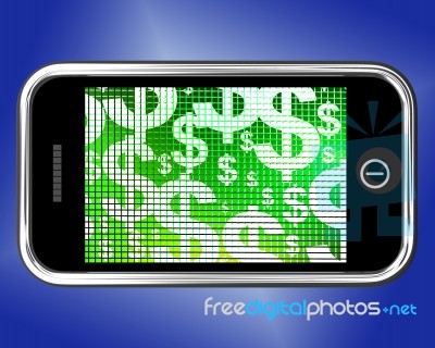 Dollar Sign On Mobile Screen Stock Image