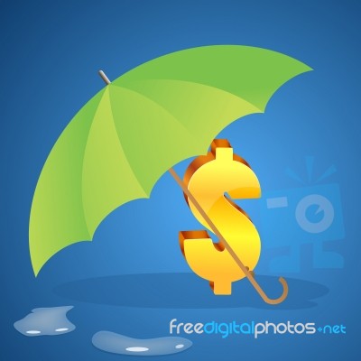 Dollar Sign Under Umbrella Stock Image