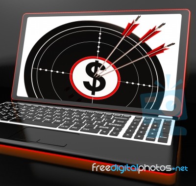 Dollar Symbol On Laptop Showing Investments Stock Image