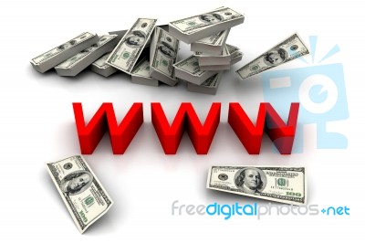 Dollars, Concept Of World Wide Web Stock Image