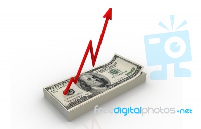 Dollars With Raising Arrow Chart Stock Image