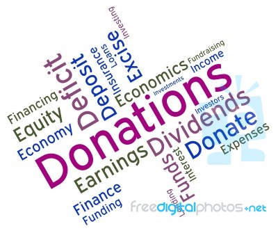 Donation Word Means Contribution Donate And Contributors Stock Image