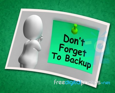 Don't Forget To Backup Photo Means Back Up Data Stock Image