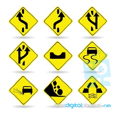 Doodle Traffic Signs Illustrator Stock Image