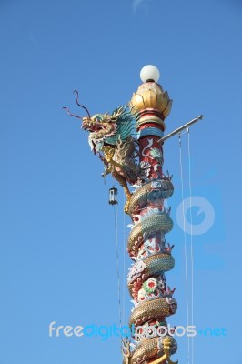 Dragon Lamp Pole From Chanthaburi Thailand Stock Photo