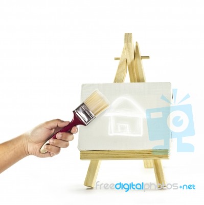 Draw A House Stock Photo