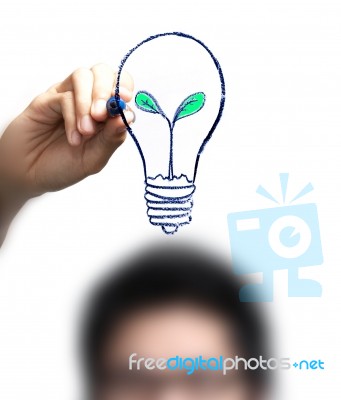 Drawing Conservation Lightbulb Stock Photo