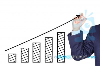 Drawing Graph Growing On Bar Column Stock Photo