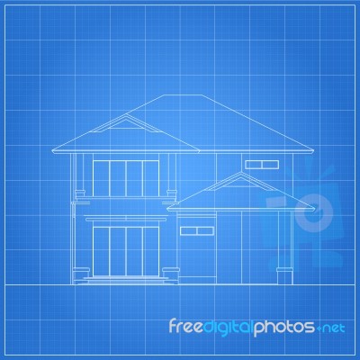 Drawing of home on blue Stock Image