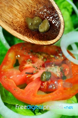 Dressing On Salad Stock Photo