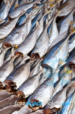 Dried Fish For Sale In Thailand Stock Photo