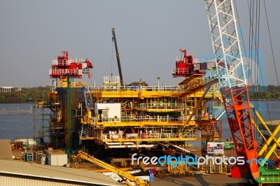 Drilling Platform Under Contruction Stock Photo