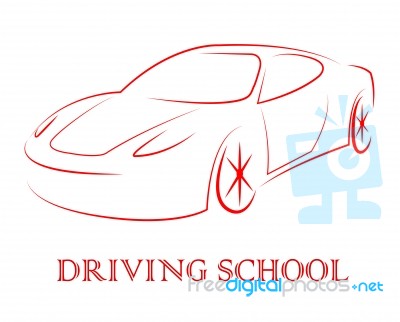 Driving School Indicates Learning To Drive A Car Stock Image