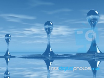 Drops  And Round On A Blue Background Stock Image