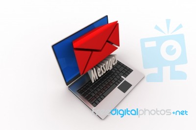 E-mail Concept. Modern Laptop And Envelope Stock Image