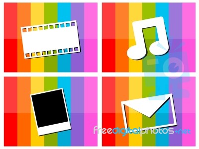 E-mail Music Movie Photo In Colorful Background Illustration Stock Image