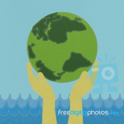 Earth With Stitch Style Stock Image