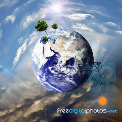 Earth With The Different Elements Stock Image