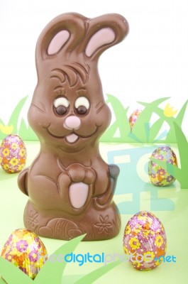 Easter Bunny Of Chocolate Stock Photo