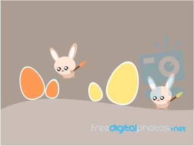 Easter Egg And Rabbit Illustration Stock Image