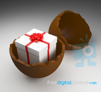 Easter Egg Represents Gift Box And Choc Stock Image