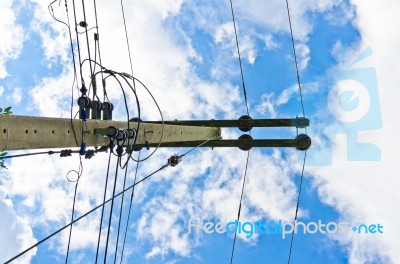 Electric Line And Blue Sky Stock Photo