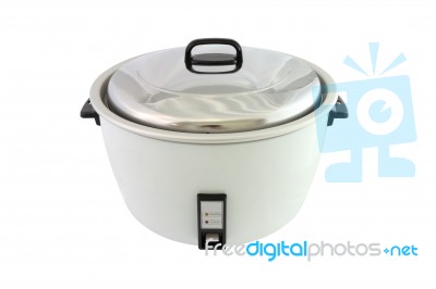 Electric Rice Cooker On White Background Stock Photo