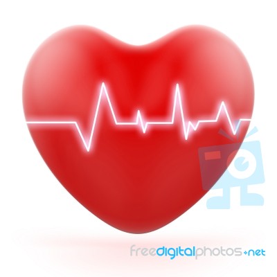 Electro On Heart Shows Love Pressure Or Loud Heartbeats Stock Image