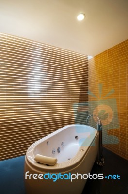 Elegant Bathroom With Skylight Stock Photo