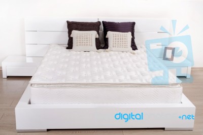 Elegant Fancy White Bedroom Stock Photo