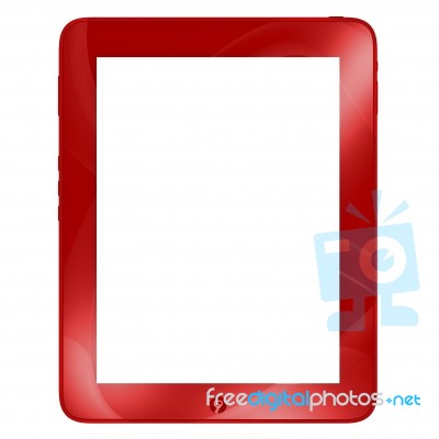 Elegant Red Tablet Computer Like Ipade Isolated On White Stock Image