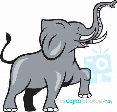 Elephant Marching Prancing Cartoon Stock Image