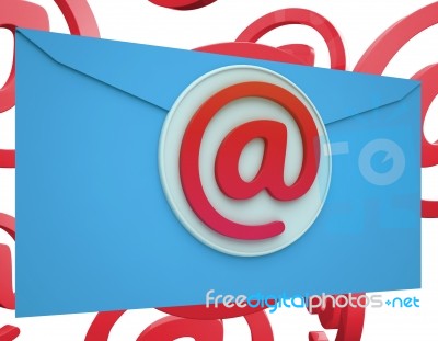 Email Icon Shows Online Mailing Communication Support Stock Image