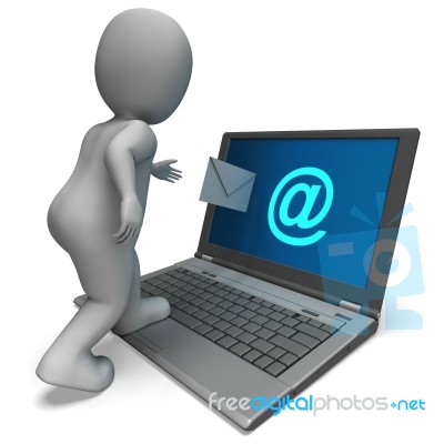 Email Sign On Laptop Shows E-mail Mailing Stock Image