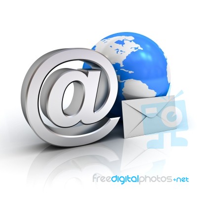 Email Sign With Globe And Envelope Stock Image